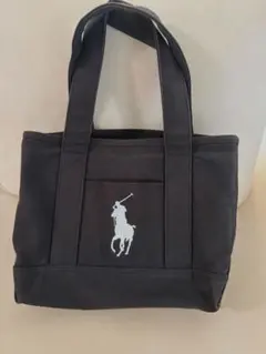【美品】ポロラルフローレン スクールトート キャンバス ブラック 黒 ポニー刺繍のサムネイル