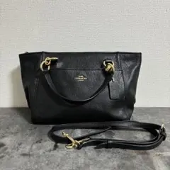 コーチ ミニエリス ショルダー ハンドバック 2WAY ブラック シボ革