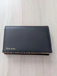 ポールスミス ネイビー ストライプ柄 レザー 名刺入れ 美品/未使用