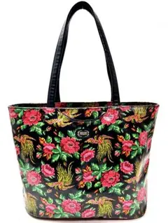 美品 FEILER フェイラー 花柄 トート 台形 2WAYバッグ 黒 A4対応
