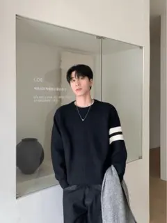 カジュアルニットセーター 黒