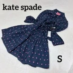 kate spade ドット刺繍　シャツワンピース　S ティアード　リボン