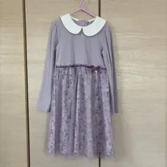 any fam 薄紫 長袖 ワンピース 130