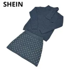 美品　シーイン　SHEIN　ニットスカートセットアップ　S　ネイビー系