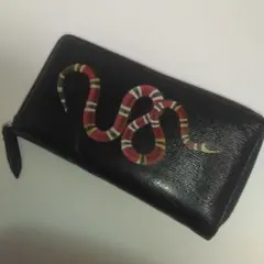 【希少】GUCCI ラウンドファスナー キングスネーク レザー ブラック