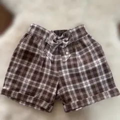 メゾピアノ　茶色 チェック柄 半ズボン120