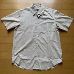 Stussy 幾何学模様 紺半袖シャツ 紺タグMADE IN USA