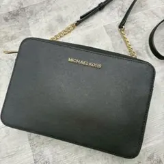 ✨美品✨マイケルコース　ジェットセット　ショルダーバッグ　スクエア型　レザー　黒