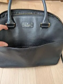 kate spade 黒 レザー ハンドバッグ