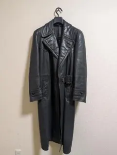 ​【極上】1940s ユーロヴィンテージ ロングレザーコート 裏地付