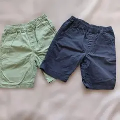 ユニクロ ハーフパンツ 緑 紺 半ズボン 130 2枚セット