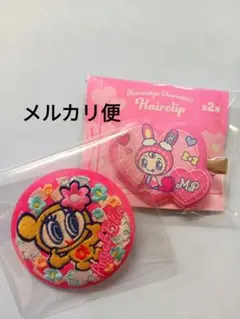 ナルミヤキャラクターズ　刺繍缶バッジ　ハナちゃん＆非売品前髪クリップセット