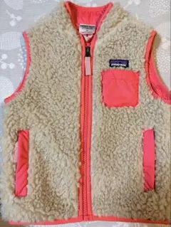 patagonia ベビーベスト クリーム/ピンク2T