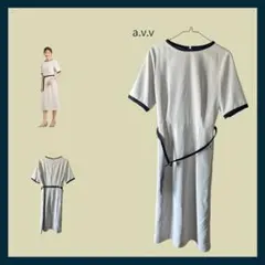 a.v.v 【マシンウォッシャブル】バイカラーワンピース　Lライグレー