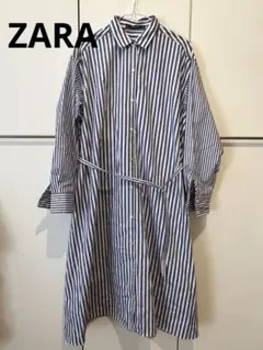 zara ザラ シャツワンピース ストライプ