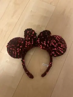 ミッキー耳カチューシャ 赤色 スパンコール