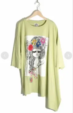 スカラー　女の子　花飾り　リボンアップリケチュニック　Tシャツ　アシンメトリーのサムネイル