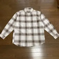 GU☆新品☆フランネルシャツ（チェック柄 ホワイト ブラウン）