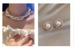 パールネックレス イヤリングセットのサムネイル