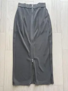 gu フロントジップナローロングスカート　カーキ