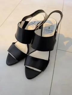 LANVIN オンブルー　ブラック スリングバックサンダル
