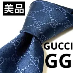 極美品】GUCCI ネクタイ ネイビー 光沢 GG柄 - メルカリ