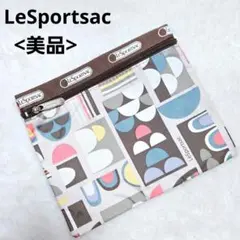 新品 LeSportsac 幾何学模様 ぺったんこポーチ 化粧ポーチ 財布レスポ