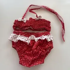 美品]子供水着赤水玉ビキニ サイズ5(s)2〜3才90〜100cm12〜15kg