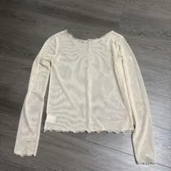 メッシュ 長袖 トップス アイボリー LLのサムネイル