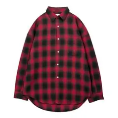 オンブレチェックシャツ ネルシャツ 赤黒 グランジ アメカジ ストリート 古着