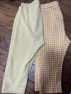 UNIQLO 7分丈　イエローとチェック柄のレギンス