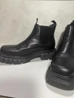 ブラック サイドゴアブーツ 厚底