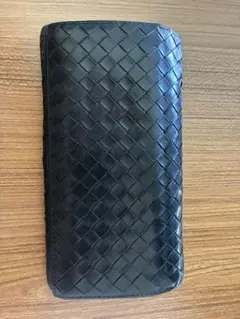 付属品付】ボッテガヴェネタ ラウンドファスナー/ラム革/黒/リボンプル