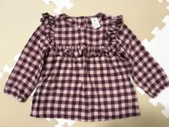 H&M チェック柄フリルトップス 80cm 9-12months