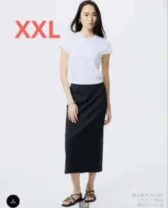 【ユニクロ】希少・ダブルフェイスナロースカート ブラック XXL