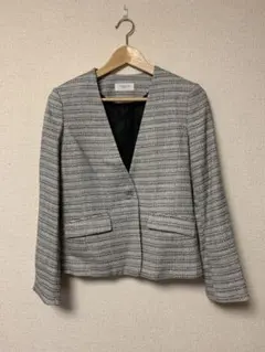 OPAQUE.CLIP ノーカラー　ジャケット　ツイード風ジャケット40/L