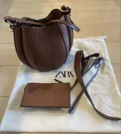 【12/16限定価格】【美品】ZARA ステッチ入りバケットバッグ