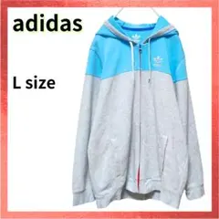 adidas ジップパーカー 水色
