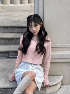 GRL クロップド丈リブカーディガン[dk1367]