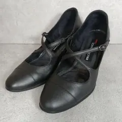 COMPOSITION9 ストラップ ウェッジソール 黒 22cm レザー