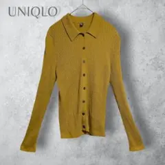 【UNIQLO ユニクロ】　メリノリブポロカーディガン　L 洗える　ウール