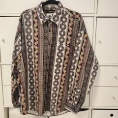 SUGGESTION ペイズリー柄 長袖シャツ Lサイズ