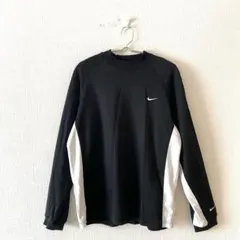 ☆【ナイキ】スポーツウェア メッシュTシャツ 刺繍ロゴ モックネック 長袖 M