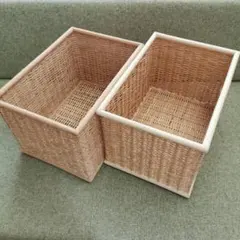 無印良品　重なるブリ材バスケット 2個セット