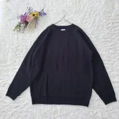 美品＊coen　リブ編みニット　長袖セーター　ラグラン　シンプル　ブラック　M