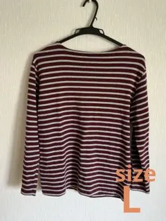 ボルドー×グレー　ボートネック　ヘビーコットン