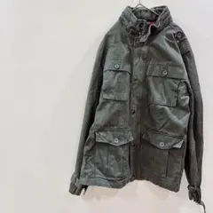 ミリタリージャケット モッズ風 カーキ AUTHENTIC 裏地レッド