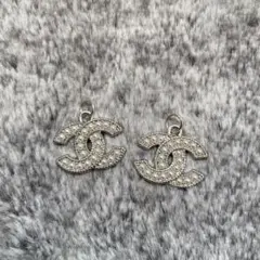CHANEL ビンテージボタンチャームシルバーパール22mm刻印有り2個