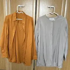 GU オレンジ 長袖シャツ M americanholic長袖シャツＭ