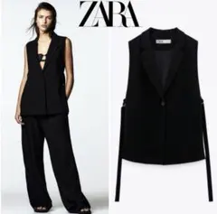 新品・タグ付き】ZARA ノーカラー ケープジャケット ブラック 黒